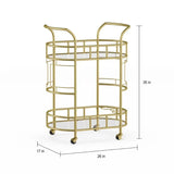 Bar Cart with Matte Gold Metal Finish, 2-Tiers Trolley Cart  Rolling Cart  Kitchen Island Table Meuble De Rangement Cuisine