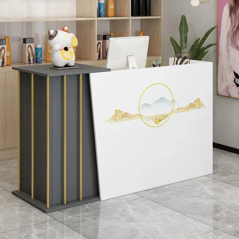 Bar Counter Reception Desk Wood Display Cabinet Beauty Salon Reception Desk Commercial Office Escritorios De Oficina Furniture