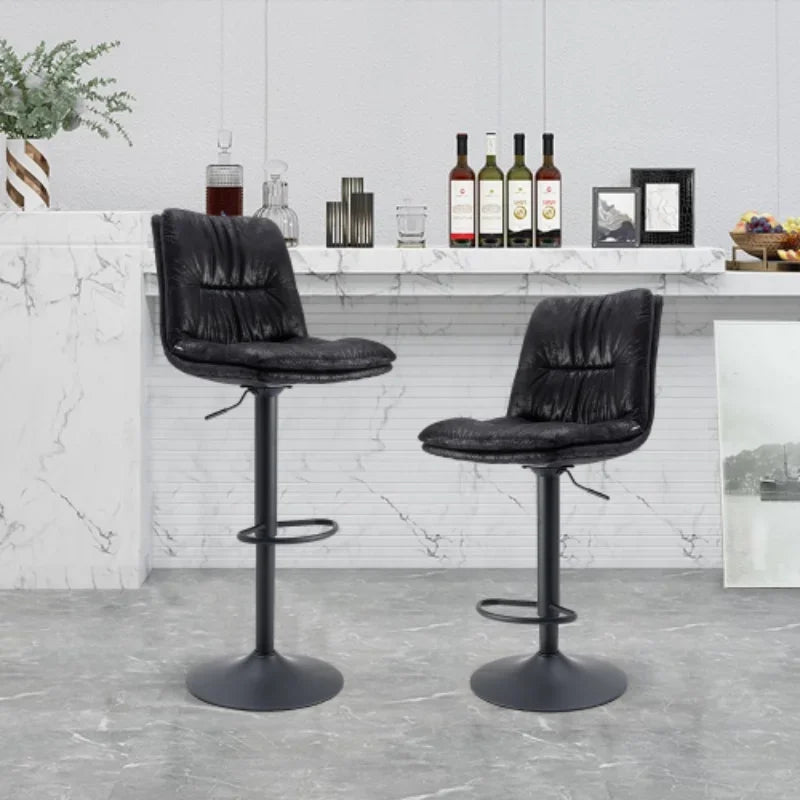 Bar Stools High PU Leather Bar Stool High Bench Lift Height Dining Chair Adjusted Swivel Leisure Kitchen Backrest Furniture