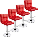 Bar Stools Set of 4 - Modern Adjustable Kitchen Island Chairs Counter Height Barstools Swivel PU Leather Chair 30 inches