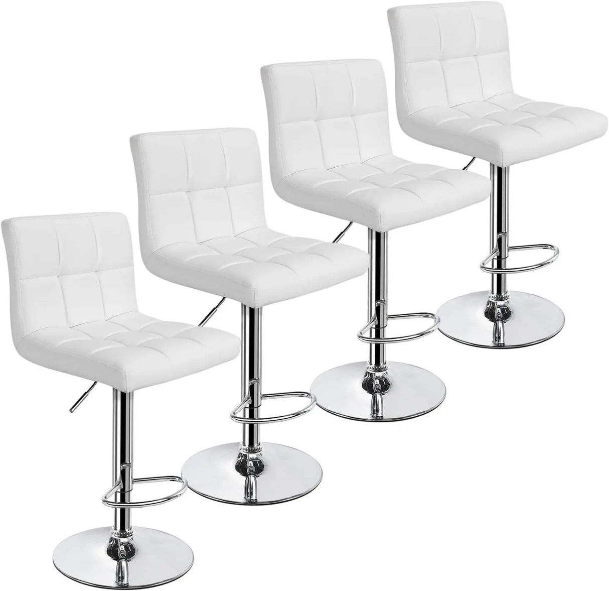 Bar Stools Set of 4 - Modern Adjustable Kitchen Island Chairs Counter Height Barstools Swivel PU Leather Chair 30 inches