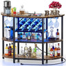 Bar Table Cabinet with Power Outlet, LED Home Mini  for Liquor and Glasses, Metal Wine  Stand  4-Tier Storage