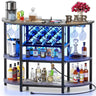 Bar Table Cabinet with Power Outlet, LED Home Mini  for Liquor and Glasses, Metal Wine  Stand  4-Tier Storage