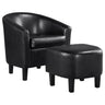 Barrel Accent Chair with Ottoman, Black Faux Leather lounge chair  sofa set living room furniture