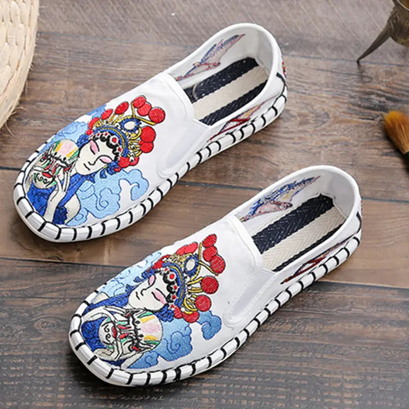 Basic Chinese Style Slip On Summer Flax Flat Women Casual Shoes Women Sneakers Large Size 44 Embroider Women's Loafers Shoes