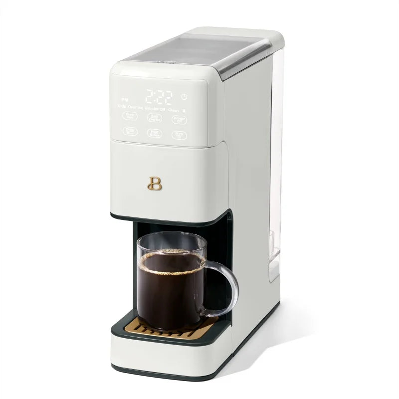 Beautiful Perfect Grind™ Programmable Single Serve Coffee Maker, White Icing by Drew Barrymore