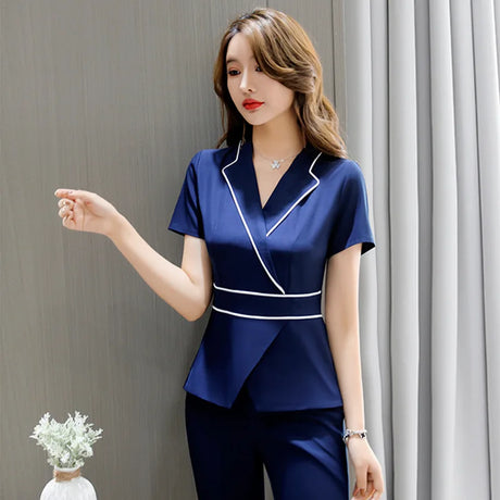 Beauty Salon estheticienne Spa Uniform Massage Work Clothes Foot Therapist Work Gowns for Women Blue Beautician Uniform Suit