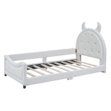 Bedroom upholstered day bed, with padded headboard, single bed, double bed, baby bed, baby cot, child bed, teen bed, cute