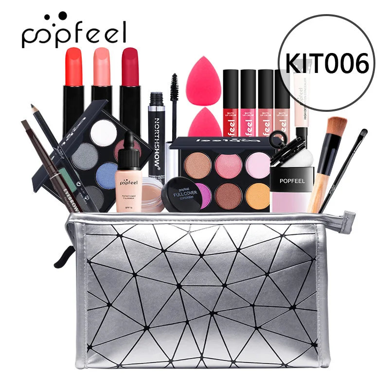 Beginner Makeup Set Basic Eyeshadow Lipstick Foundation Lip Glaze Full Line Makeup Gift Box Mitzvah Lasting Waterproof Cosmetics