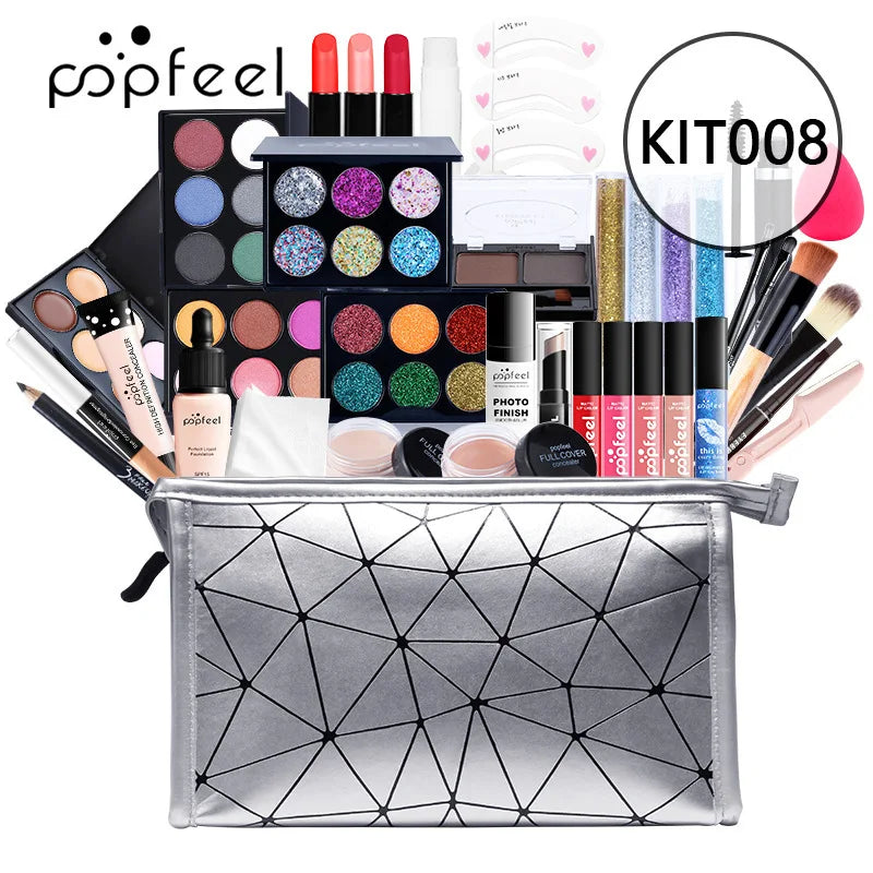 Beginner Makeup Set Basic Eyeshadow Lipstick Foundation Lip Glaze Full Line Makeup Gift Box Mitzvah Lasting Waterproof Cosmetics