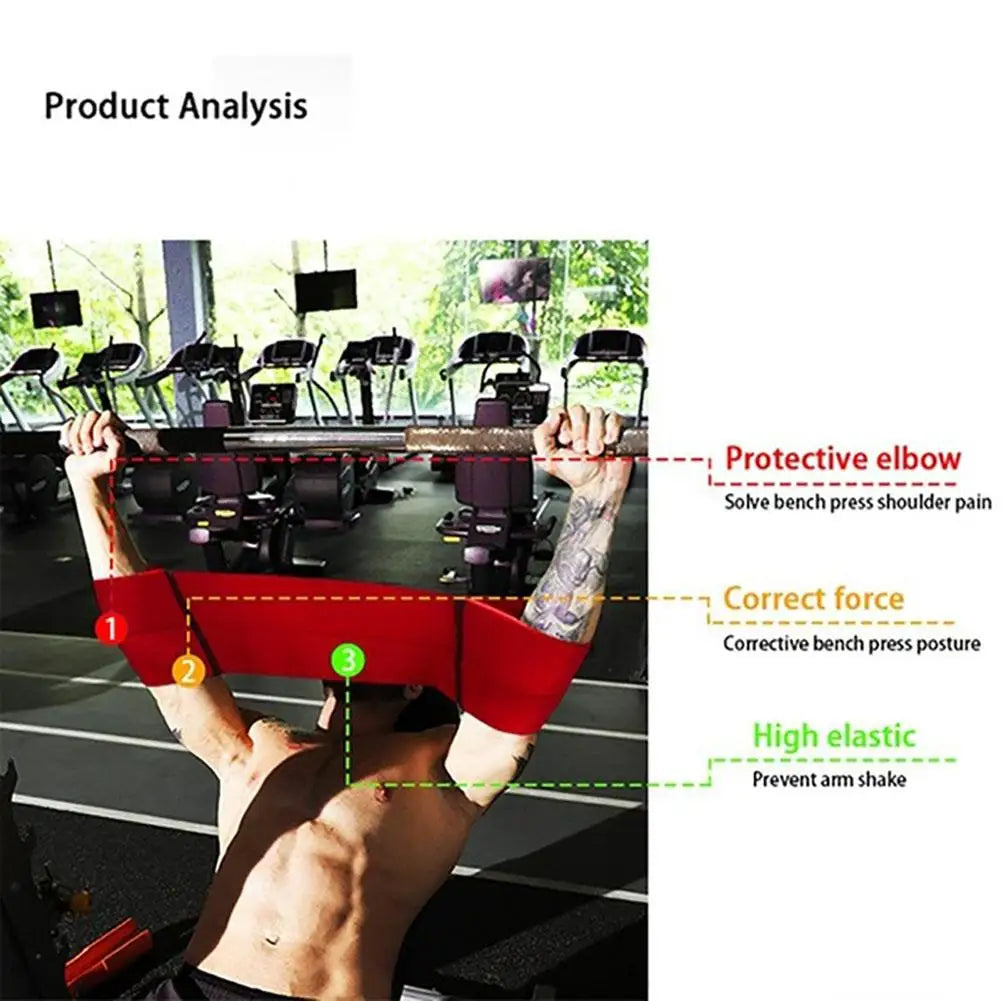 Bench Press Weightlifting Gym Fitness Workout Elbow Elastic Resistance Band