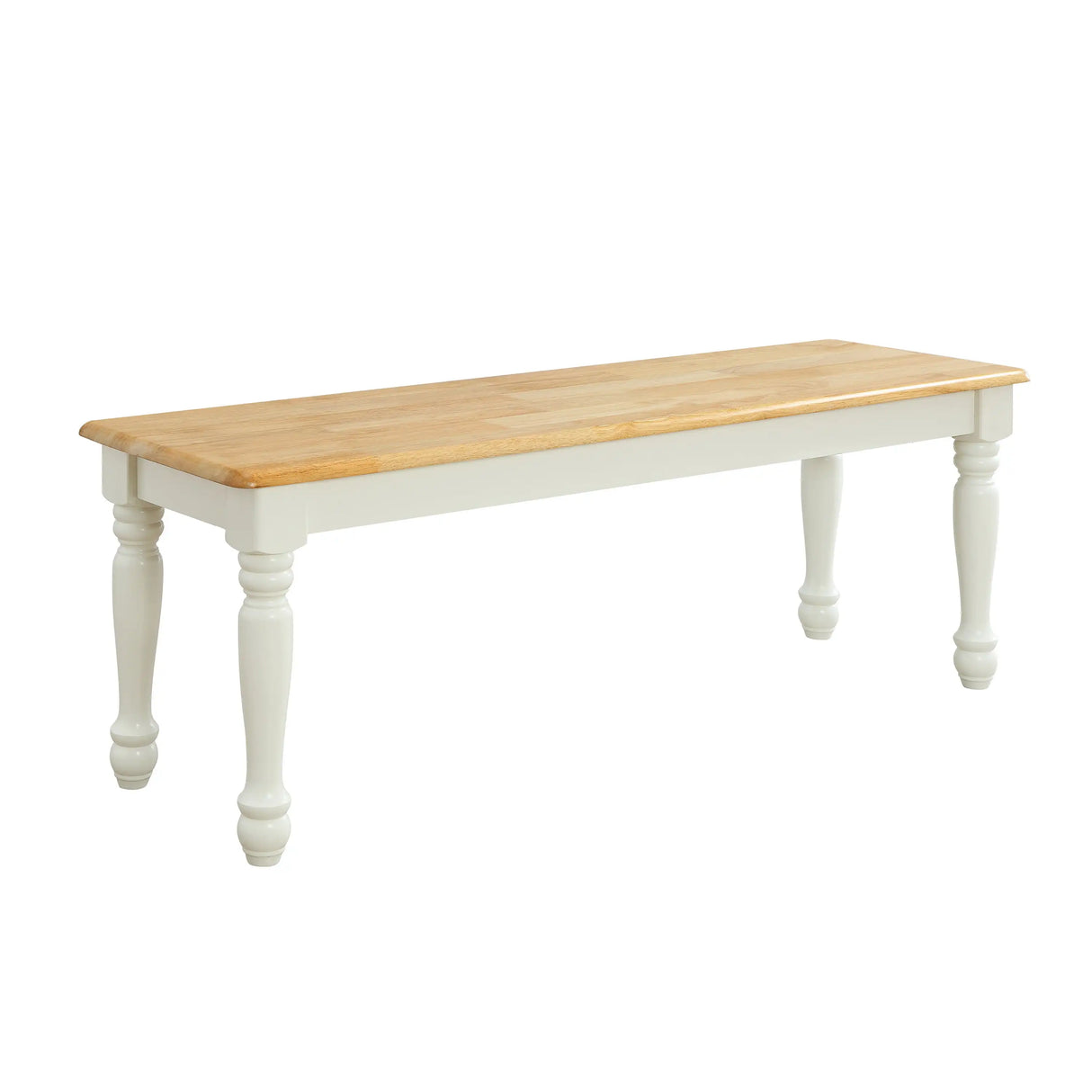 Better Homes & Gardens Autumn Lane Farmhouse Solid Wood Dining Bench, White and Natural Space Saving Furniture  Stool Chair