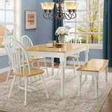Better Homes & Gardens Autumn Lane Farmhouse Solid Wood Dining Bench, White and Natural Space Saving Furniture  Stool Chair