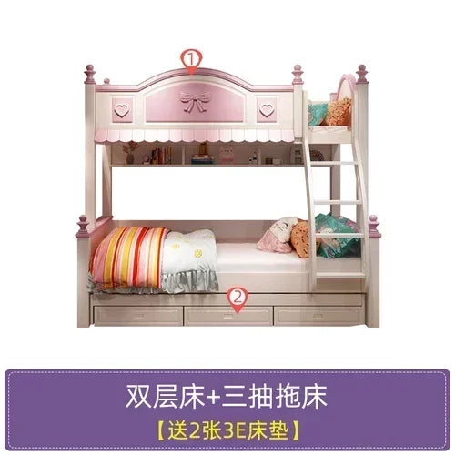 Bilayer Princess Children Beds Split Slide Up And Down Height Bunk Economic Children Beds Cama Infantil Bedroom Furniture QF50TC