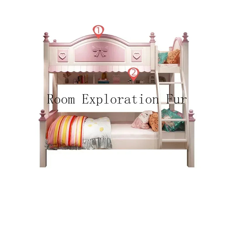 Bilayer Princess Children Beds Split Slide Up And Down Height Bunk Economic Children Beds Cama Infantil Bedroom Furniture QF50TC