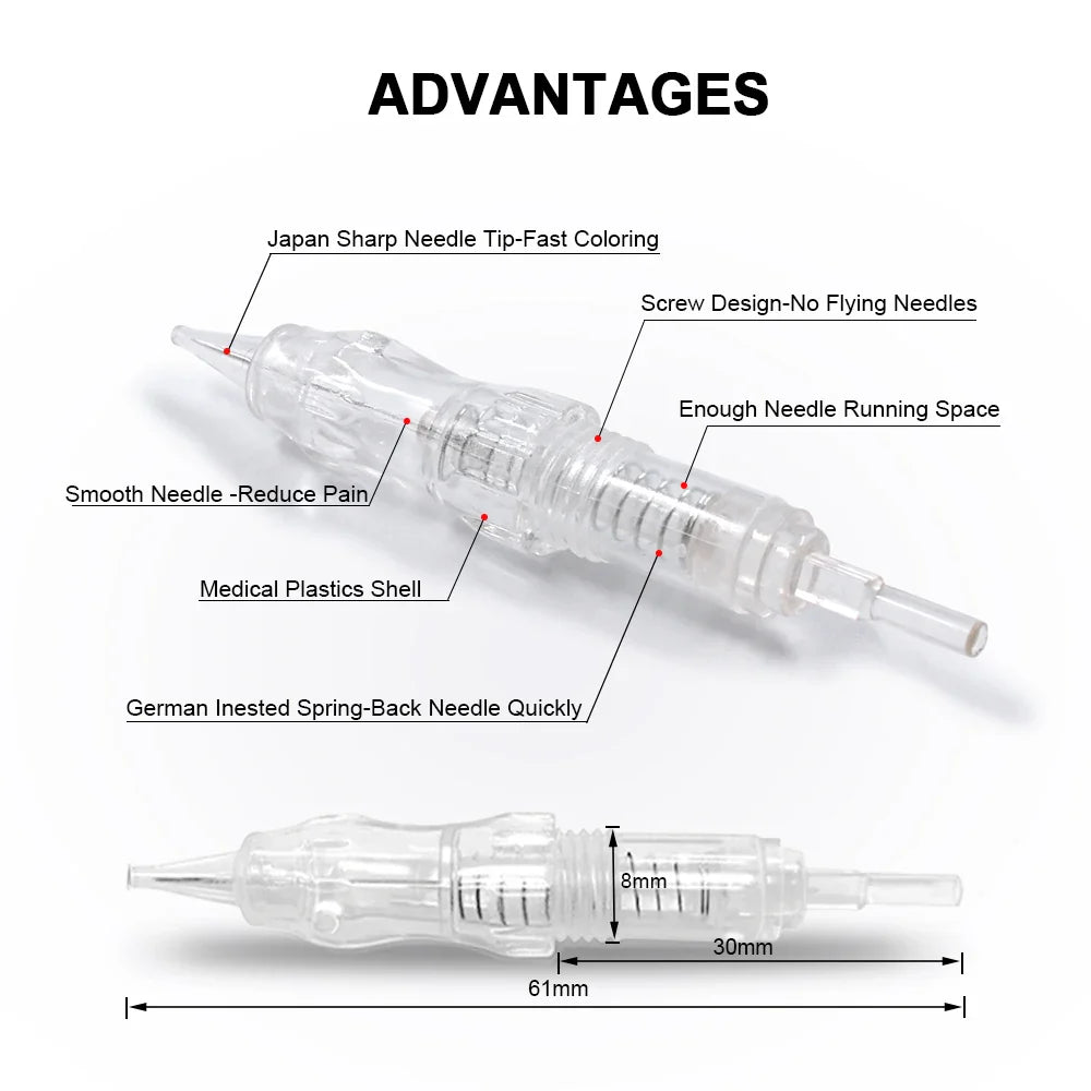 Biomaser 10PCS Revolution Tattoo Needle Permanent Makeup Cartridge Needles For Tattoo Machine Kit Eyebrow Needle 1R,2R,3R,5R