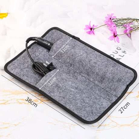 Black Hair Straightener Storage Bag Hair Styling Tool Easy Carrying Heat Resistant Mat Pad Nylon Curling Iron Carrying Case