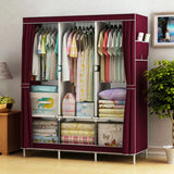 Bluesdeer Bedroom Clothes Hanging Storage Wardrobe Dormitory Storage Cabinet Simple Cloth Wardrobe Fabric Steel Assembly Closet