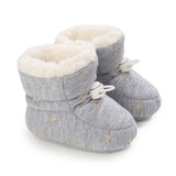 Bobora Winter Baby Boots Infant Girls Boys Warm Snow Boots Fashion Cartoon Print First Walkers Newborn Plush Solid Ball Bootas