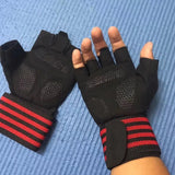 Body Building Gym Training Fitness WeightLifting Red Gloves Wrist Wraps Workout Half Finger For Men &Women