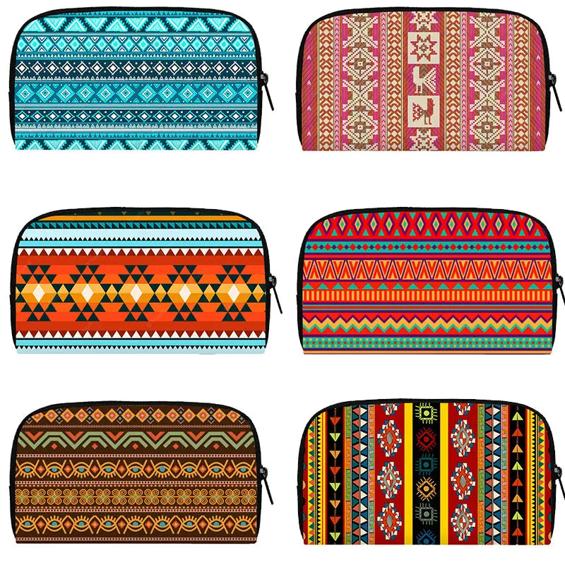 Bohemian Style Pattern Wallet Women’s Casual Classic Stripe Printing Casual Zipper Coin Bag Girls Long Purses Gift