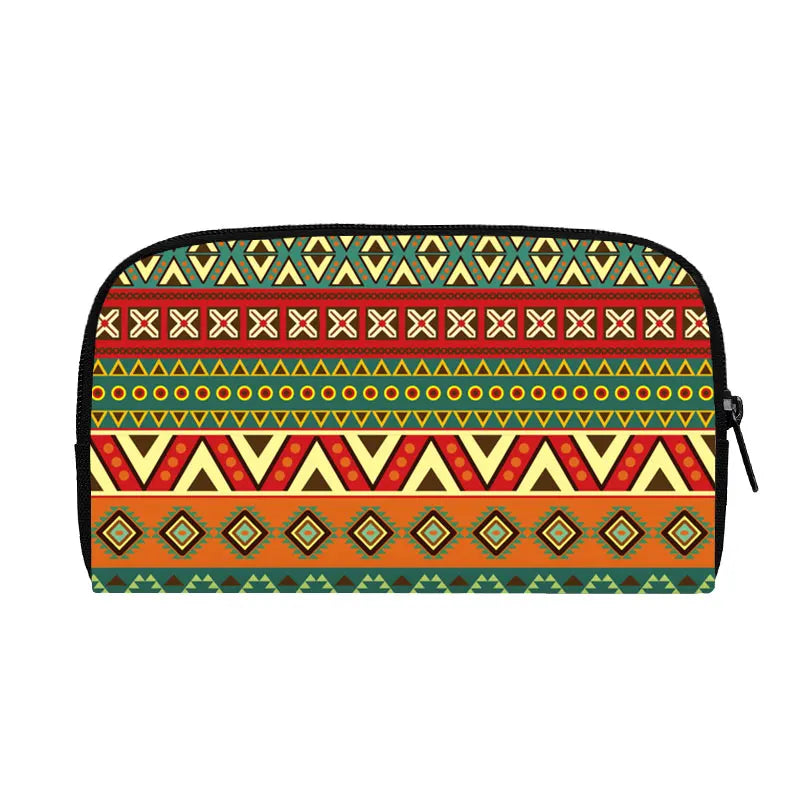 Bohemian Style Pattern Wallet Women’s Casual Classic Stripe Printing Casual Zipper Coin Bag Girls Long Purses Gift