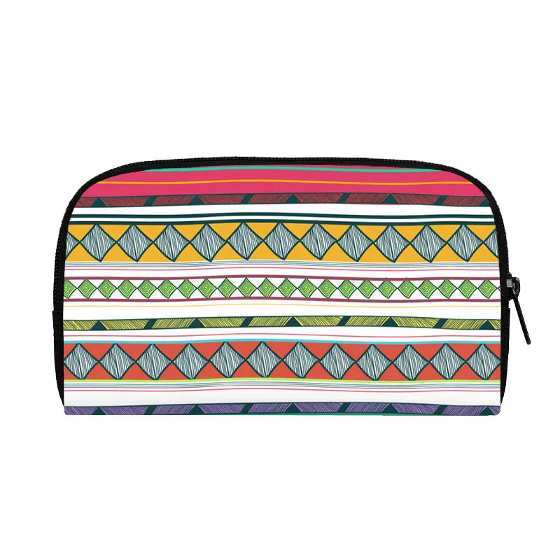 Bohemian Style Pattern Wallet Women’s Casual Classic Stripe Printing Casual Zipper Coin Bag Girls Long Purses Gift