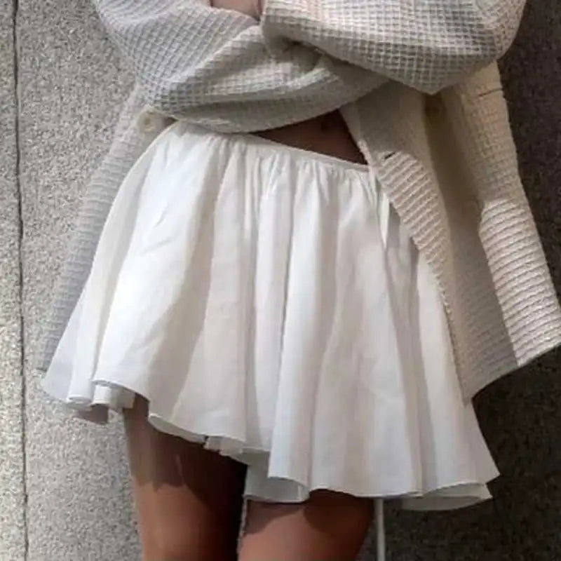 Boho Inspired white Gathered Mini skirt women nex sexy Strappy mini skirt summer cotton sexy hot girl kawaii skirt new