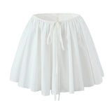 Boho Inspired white Gathered Mini skirt women nex sexy Strappy mini skirt summer cotton sexy hot girl kawaii skirt new