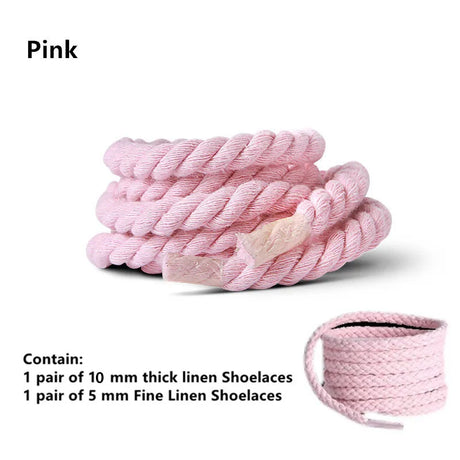 Bold Cotton Linen Twist Weave Shoelaces Wood Color Rope Laces Men Women Trend Personality Sport Casual  Shoes Laces Dropsship