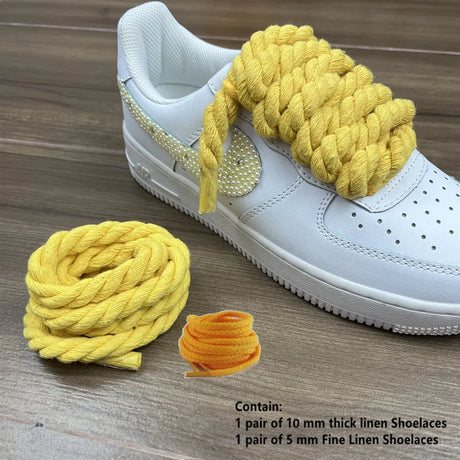 Bold Cotton Linen Twist Weave Shoelaces Wood Color Rope Laces Men Women Trend Personality Sport Casual  Shoes Laces Dropsship