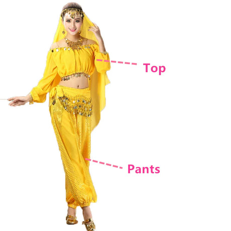 Bollywood Dance Costumes Indian Belly Dance Costumes Set Top+Pant One Size Bollywood Oriental Belly Dance Costume Set New