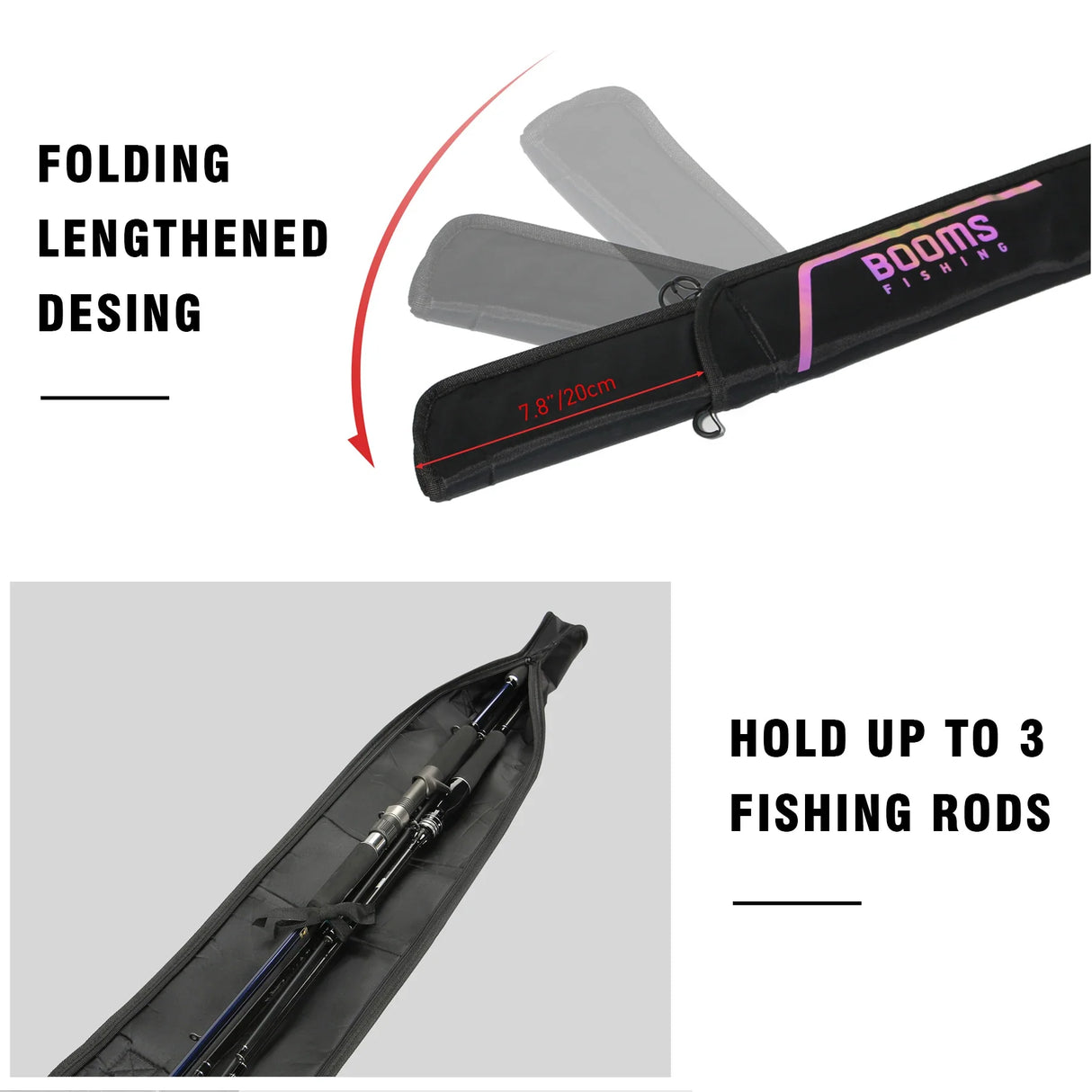 Booms Fishing PB3 Fishing Rod Bag Pole Storage Case Nylon 130 cm to 215 cm Foldable Apply to Multi-size Fishing Rods Bags