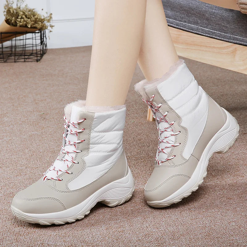 Boots Women Snow Flat Boots Ladies Platform Shoes Woman Fur Keep Warm Shoes For Women New Plus Size Winter Shoes Botas Mujer