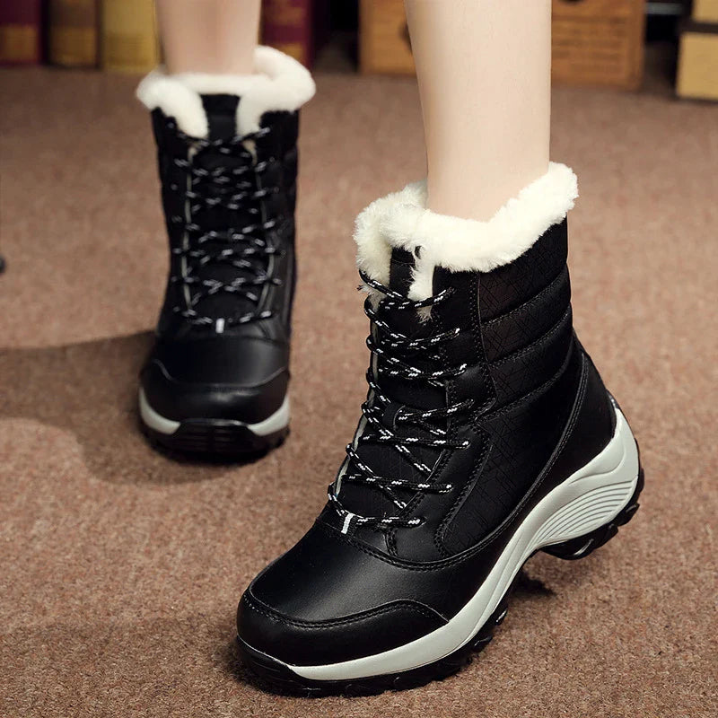 Boots Women Snow Flat Boots Ladies Platform Shoes Woman Fur Keep Warm Shoes For Women New Plus Size Winter Shoes Botas Mujer