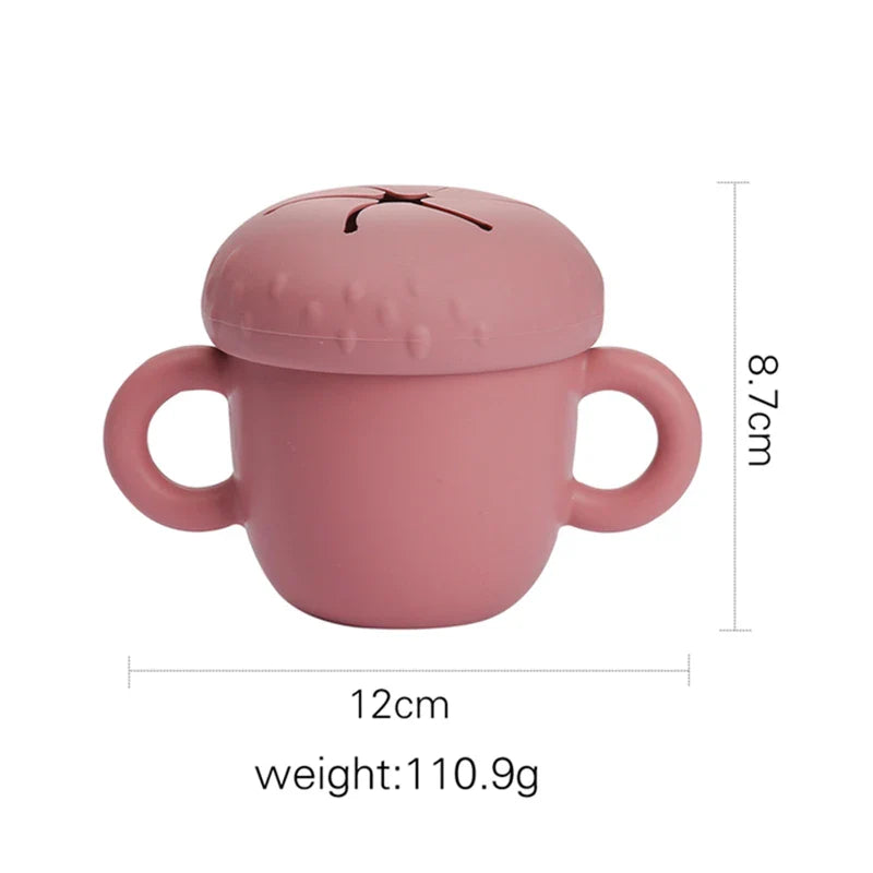 Bopoobo Cartoon Mushroom Silicone Snack Cup BPA Free Kids Silicone Food Storage Box Portable Children Snacks Container With Lid