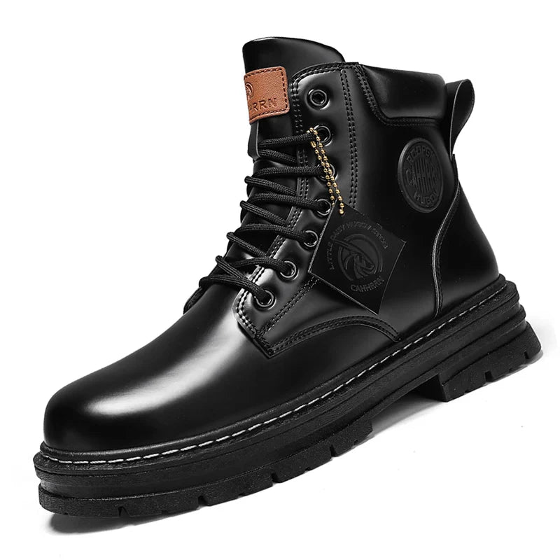 Botas Men Leather Shoes Fashion Motorcycle Men Ankle Boots Men Boots Man Shoes Military High Top Winter Lace-Up Botas Hombre