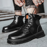 Botas Men Leather Shoes Fashion Motorcycle Men Ankle Boots Men Boots Man Shoes Military High Top Winter Lace-Up Botas Hombre