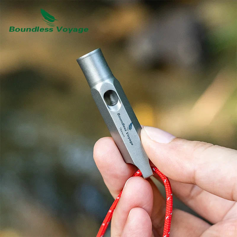 Boundless Voyage Titanium Whistle Emergency Survival Safety Whistles with Lanyard Loud for Camping Coaches Training Sports Tools