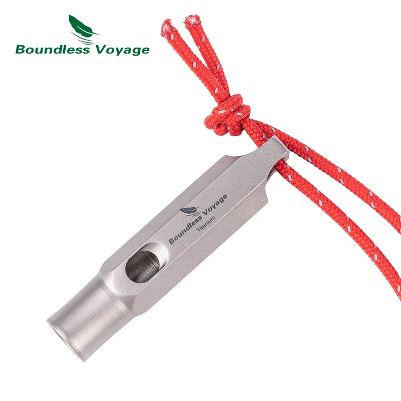 Boundless Voyage Titanium Whistle Emergency Survival Safety Whistles with Lanyard Loud for Camping Coaches Training Sports Tools