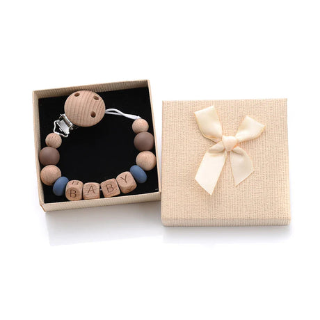 Boxed Personalized Name Baby Nipple Clips Silicone Beaded Soother Pacifier Chains DIY Nursing Toys Anti-Drop Dummy Holder Chain