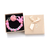 Boxed Personalized Name Baby Nipple Clips Silicone Beaded Soother Pacifier Chains DIY Nursing Toys Anti-Drop Dummy Holder Chain