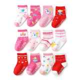 Boys Girls 12 Pairs Cotton Non Slip Socks Newborn Baby 1-3year Anti Skid Soles Floor Unisex Sock for Infants Toddlers Grip Kids