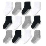 Boys Girls 12 Pairs Cotton Non Slip Socks Newborn Baby 1-3year Anti Skid Soles Floor Unisex Sock for Infants Toddlers Grip Kids