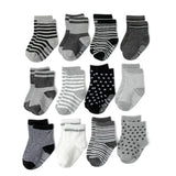 Boys Girls 12 Pairs Cotton Non Slip Socks Newborn Baby 1-3year Anti Skid Soles Floor Unisex Sock for Infants Toddlers Grip Kids