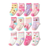 Boys Girls 12 Pairs Cotton Non Slip Socks Newborn Baby 1-3year Anti Skid Soles Floor Unisex Sock for Infants Toddlers Grip Kids