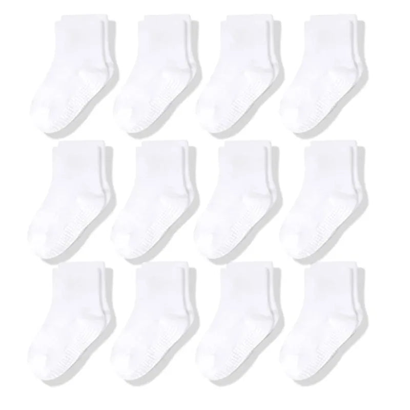 Boys Girls 12 Pairs Cotton Non Slip Socks Newborn Baby 1-3year Anti Skid Soles Floor Unisex Sock for Infants Toddlers Grip Kids