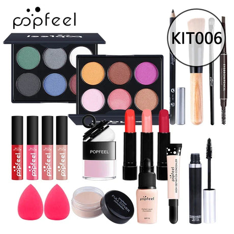 Brand ALL IN ONE makeup kit (eyeshadow, lip gloss,lipstick,makeup brushes,eyebrow,concealer)with makeup bag