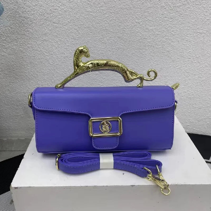 Brand Handbags For Women Metal Handle Black Leather  Luxury Designer Crossbody Bag 2023 New Fashion Trend Shell Bag Clutch Bag