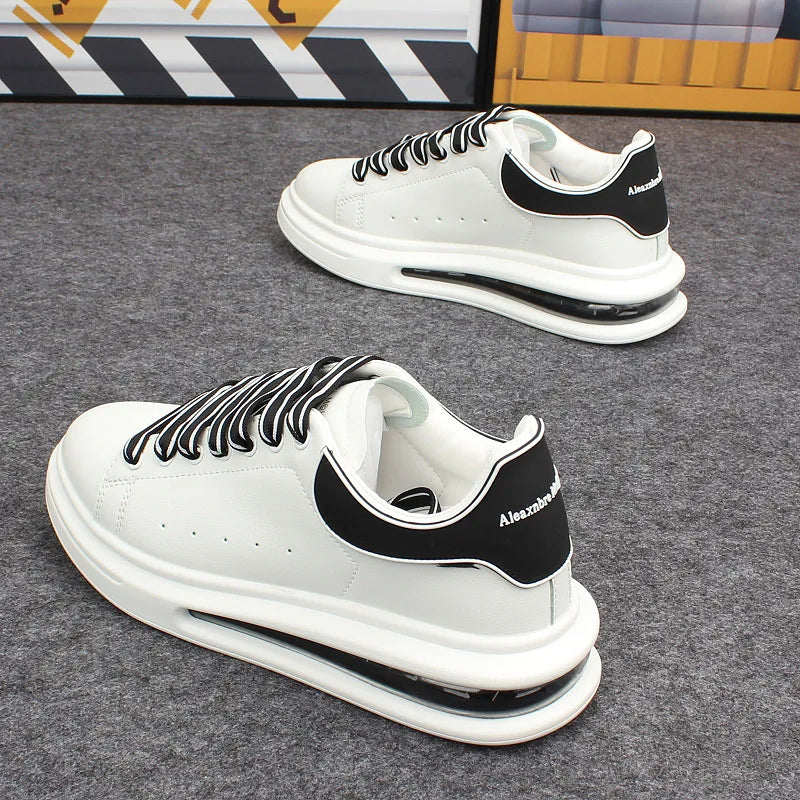 Branded air-cushion white shoes for men and women, casual sneakers for couples, fashionable and versatile white sneakers